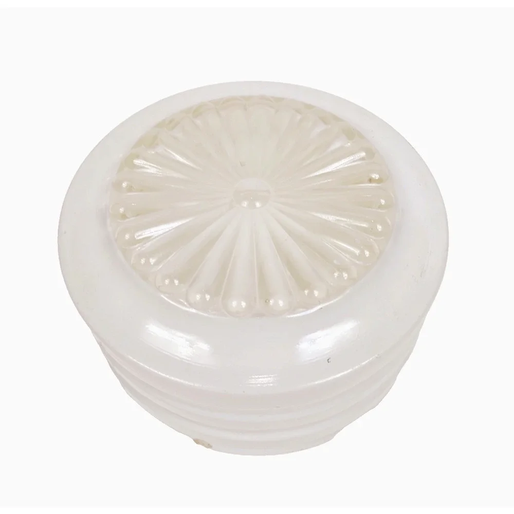 Vintage Ribbed Frosted White Clear Glass Ceiling Light Shade Drum Flush Mount 6